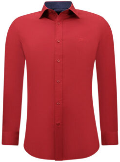 Gentile Bellini Zakelijke katoenen slim fit stretch Rood - XXXL
