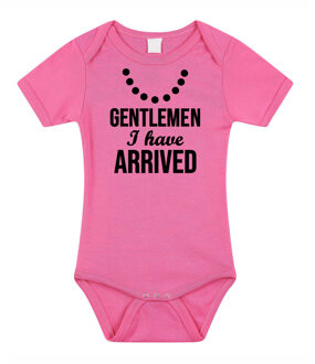 Gentlemen I have arrived kraamcadeau rompertje roze meisjes 56 (1-2 maanden)