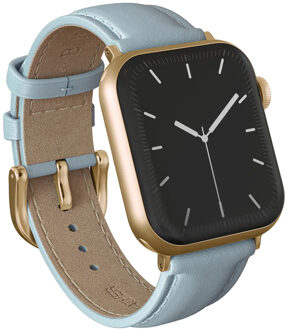 Genuine Leather Band voor de Apple Watch | 38/40/41/42 mm - Dream / Gold Lichtblauw - 42 mm
