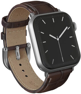 Genuine Leather Band voor de Apple Watch | 38/40/41/42 mm - Espresso / Silver Donkerbruin - 42 mm
