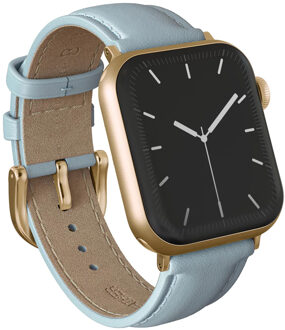 Genuine Leather Band voor de Apple Watch | 44/45/46/49 mm - Dream / Gold Lichtblauw - 49 mm