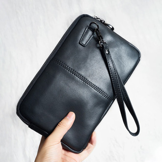 Genuine Leather Casual Men clutch Bags Phone Wallet Coin Purses Credit Card Holder Business Small Bag With 7.9 inch iPad NUPUGOO