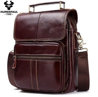 Genuine Leather Casual Shoulder Bag Men Crossbody Messenger Bags Top Quality Vintage Men's Handbag Bolsos Male For7.9" Ipad