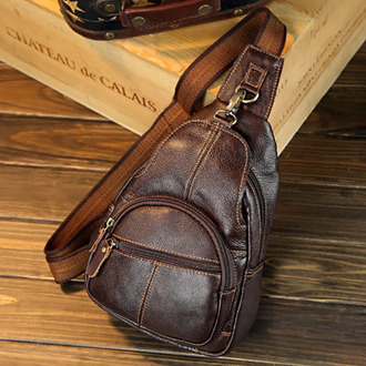 Genuine Leather Cowhide Messenger Chest Day Pack Men Famous Brand Cross Body Single Bags Back Male Vintage Sling Shoulder Bag