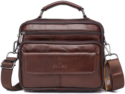 Genuine Leather Male's Crossbody Bag Casual Business Leather Men's Messenger Bag Vintage Men Big Bag Zipper Shoulder Handbags