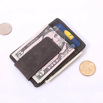 Genuine Leather Men Money Clips Solid Casual Multifuntional Small Wallet Male Brand Designer Coin Pocket