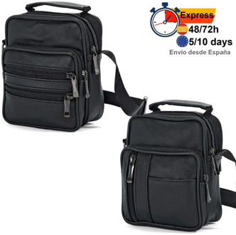 Genuine leather shoulder bag 2 designs to choose men's bag with extendable and adjustable tape 14x17x10 cm