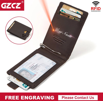 Genuine Leather Slim Mens Credit Card Wallet Money Clip Simple Silver Dollar Cash Clamp Holder Wallets For Men High Quality