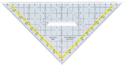 Geodriehoek Aristo 1650/2 225mm met greep transparant