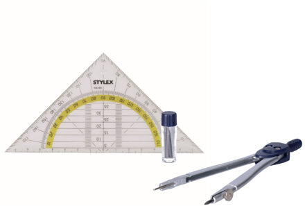 Geodriehoek met passer set - wiskunde school set - Wiskunde/rekenen benodigdheden - Schoolspullen