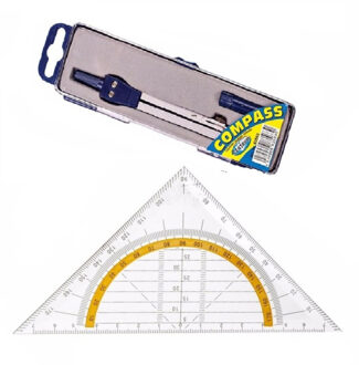 Geodriehoek met passer wiskunde school set - Wiskunde/rekenen benodigdheden - Schoolspullen