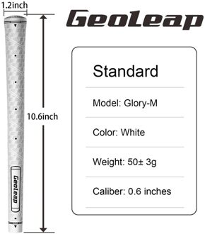 Geoleap Golf Grips Geheugen Punt Helpt Hand Plaatsing, Anti-Slip,Golf Club Grips, Standaard Maat, 4 Kleuren 8 Stuks wit