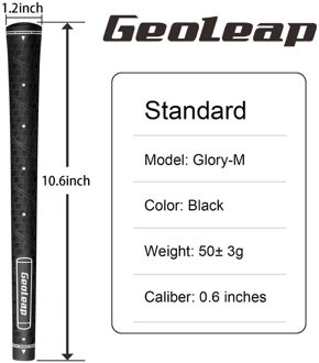 Geoleap Golf Grips Geheugen Punt Helpt Hand Plaatsing, Anti-Slip,Golf Club Grips, Standaard Maat, 4 Kleuren 8 Stuks zwart