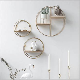 Geometric Storage Rack Wall Hanging Golden Storage Display Shelf Art Potted Decorative Frame Living Room Office Home Accessories