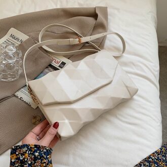 Geometrie Envelop Pu Lederen Crossbody Tassen Voor Vrouwen Zomer Luxe Vrouwelijke Schoudertas Effen Kleur Handtassen Purse Creamy-wit