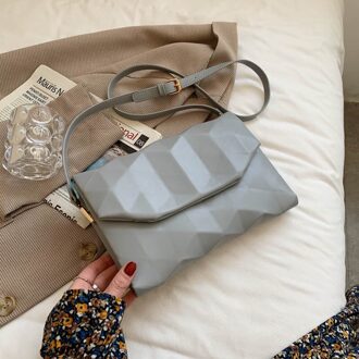Geometrie Envelop Pu Lederen Crossbody Tassen Voor Vrouwen Zomer Luxe Vrouwelijke Schoudertas Effen Kleur Handtassen Purse Grijs