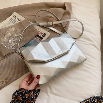 Geometrie Envelop Pu Lederen Crossbody Tassen Voor Vrouwen Zomer Luxe Vrouwelijke Schoudertas Effen Kleur Handtassen Purse Zilver