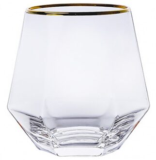 Geometrie Whiskey Glas Diamant Kristal Glas Cup Gouden Velg Transparante Koffie Melk Thee Mok Thuis Bar Drinkware Glazen Beker