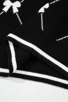 Geometrisch Brei Pullover Trui - maat XL Zwart