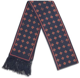 Geometrisch Patroon Frans Sjaal Donkerblauw - One Size