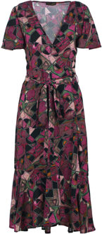 Geometrische allure viscose midi-jurk Rood