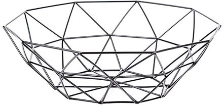 Geometrische Polygon Groente-en Metalen Draad Mand Metalen Kom Keuken Opslag Desktop Display Fruitschaal #25 zwart