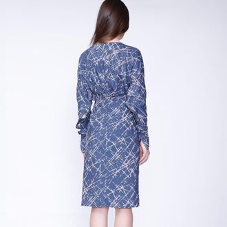 Geometrische print en v -neck jurk Blauw - XL