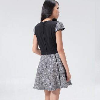 Geometrische print skaterjurk en trui garnering Grijs - XS