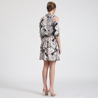 Geometrische print vleermuismouwen wrap effect -jurk - maat Veelkleurig