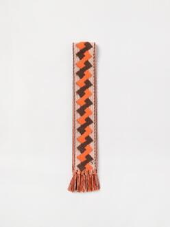 Geometrische Wol Sjaal met Franje Details - maat Bruin