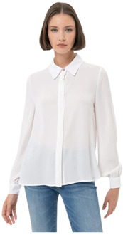Georgette klassieke overhemd met verborgen knopen Fracomina , White , Dames - L,M