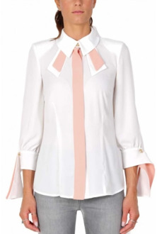 Georgette shirt met contrasterende kleurdetails Elisabetta Franchi , White , Dames