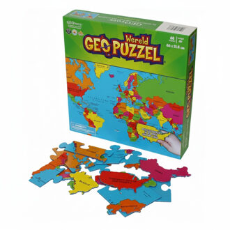 GEOtoys Puzzel - Wereld - Aarde - Geografie - 68stukjes - voor kinderen