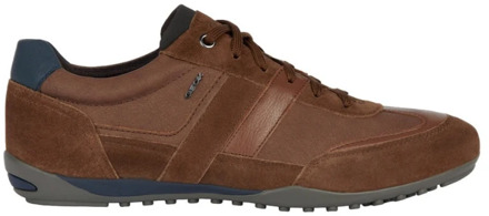 Geox Bruine Casual Leren Sneakers Geox , Brown , Heren - 44 Eu,41 Eu,42 EU