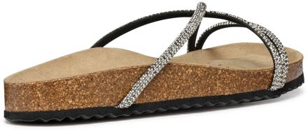 Geox D BRIONIA R Polyester Dames Zwart/Zilver Sandalen