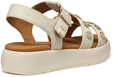 Geox D CAMALEI Synthetische Polyurethaan Dames Papyrus Sandalen Wit - EU 39/ UK 6