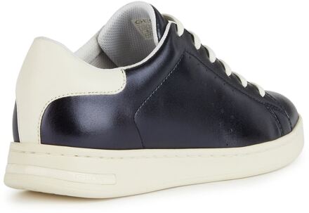 Geox D Jaysen B Leather Vrouwentrainers Dark Jeans/Optic White Blauw