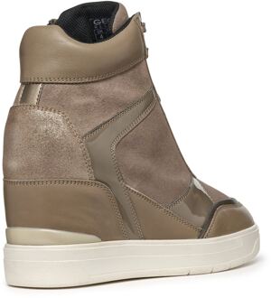Geox D Maurica Leren Damestrainers Donker Taupe - EU 38 / UK 5