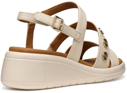 Geox D MELICONIA Synthetisch Polyurethaan Dames Papyrus Wedge schoenen Wit - EU 41 / UK 7.5