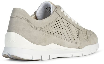 Geox D Sukie B Leren Damestrainers Lichtgrijs