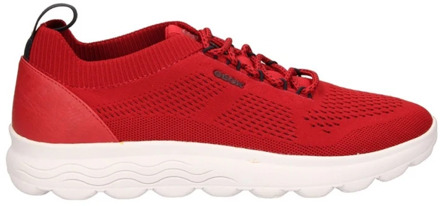 Geox Rode Casual Textiel Sneakers Geox , Red , Heren - 44 Eu,42 Eu,43 Eu,45 EU