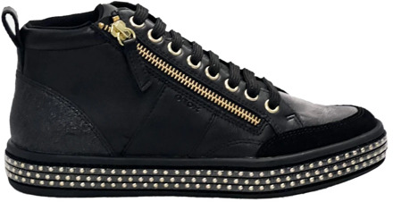 Geox Vetersneakers met rits en versierde zool Geox , Black , Dames - 36 EU