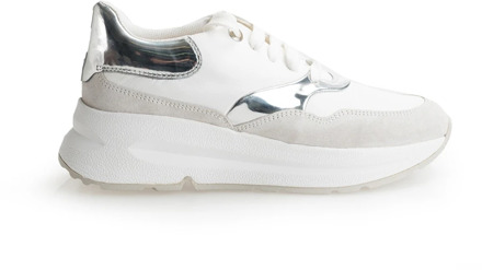 Geox Vetersneakers met ronde neus en platform Geox , White , Dames - 37 EU