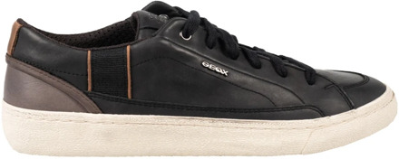 Geox Vetersneakers met ronde neus Geox , Black , Heren - 46 EU