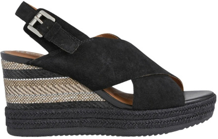Geox Zwarte platte sandalen voor vrouwen Geox , Black , Dames - 37 Eu,36 EU