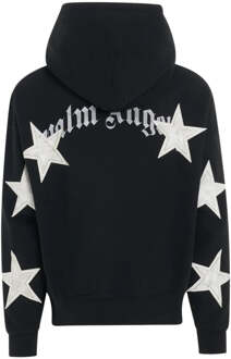 gepatchte sterren zwarte vintage hoodie - maat L
