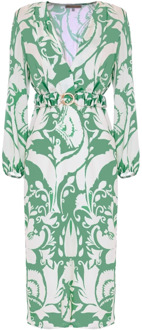 Gepatroonste V-hals jurk Kocca , Green , Dames - 2Xl,Xl,L,M,S,Xs