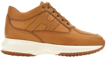 Geperforeerde Leren Sneakers met Verwijderbare Fussbett Hogan , Brown , Dames - 40 Eu,38 Eu,35 1/2 Eu,37 1/2 Eu,35 Eu,39 Eu,37 Eu,38 1/2 Eu,36 Eu,36 1/2 EU