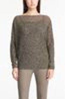 Geperforeerde trui - boothals Taupe - ONE SIZE,