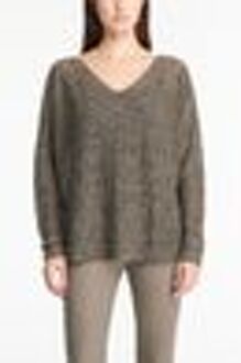 Geperforeerde trui - V-hals Taupe - ONE SIZE,
